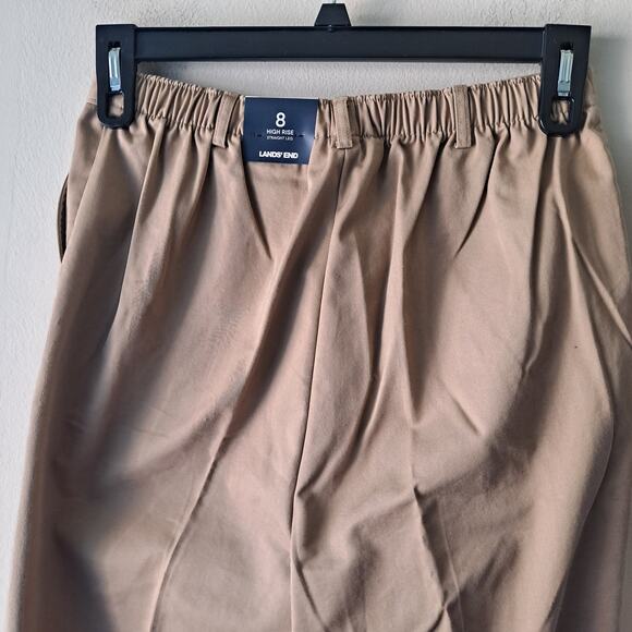 Lands' End Greenish Khaki High Rise Elastic Waist Straigh Leg Pant - 8 X 30 - Picture 8 of 9
